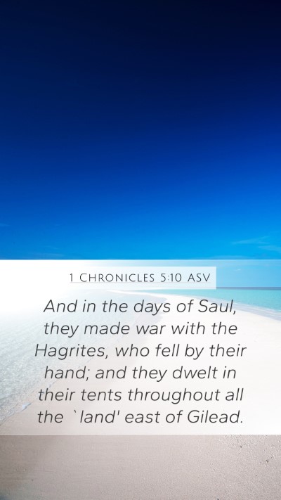 1 Chronicles 5:10 ASV Bible Verse Image