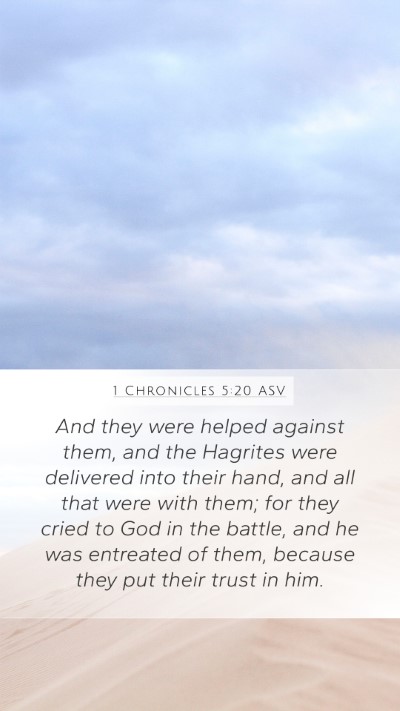 1 Chronicles 5:20 ASV Bible Verse Image