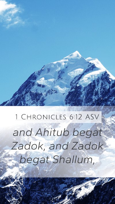 1 Chronicles 6:12 ASV Mobile Phone Wallpaper - and Ahitub begat Zadok, and Zadok begat - Mobile Bible Verse Wallpaper