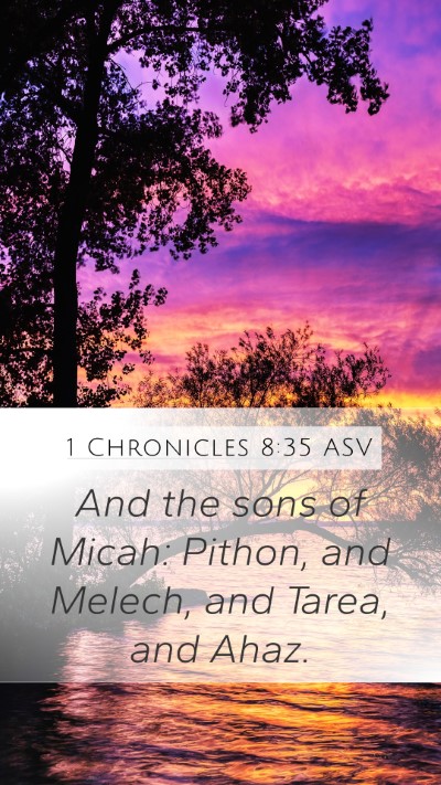 1 Chronicles 8:35 ASV Mobile Phone Wallpaper - And the sons of Micah: Pithon, and Melech, and - Mobile Bible Verse Wallpaper