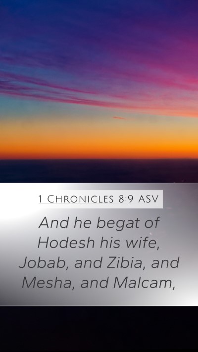1 Chronicles 8:9 ASV Mobile Phone Wallpaper - And he begat of Hodesh his wife, Jobab, and - Mobile Bible Verse Wallpaper
