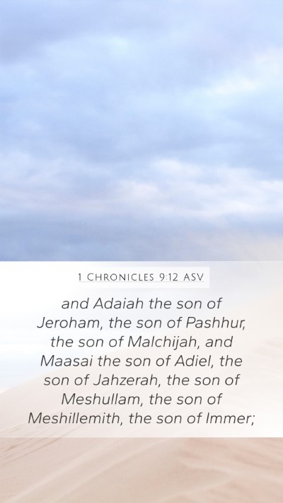 1 Chronicles 9:12 ASV Bible Verse Image