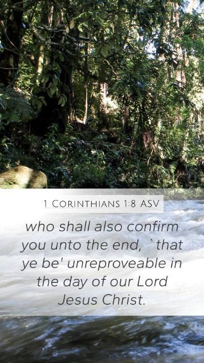 1 Corinthians 1:8 ASV Bible Verse Image