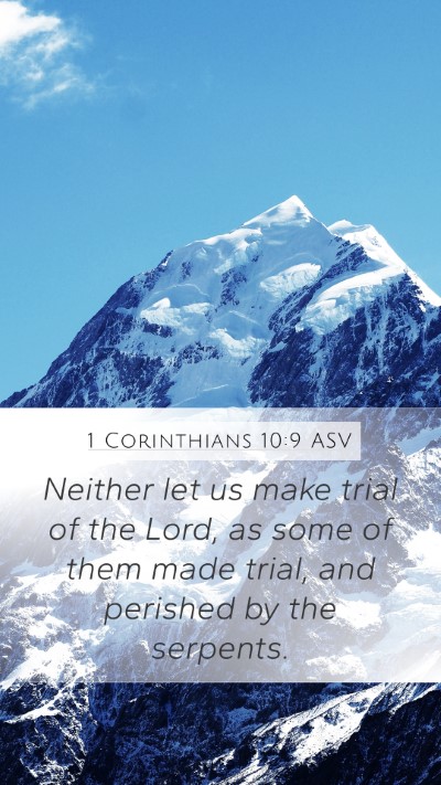 1 Corinthians 10:9 ASV Bible Verse Image