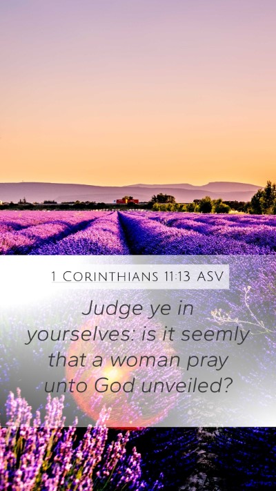 1 Corinthians 11:13 ASV Bible Verse Image