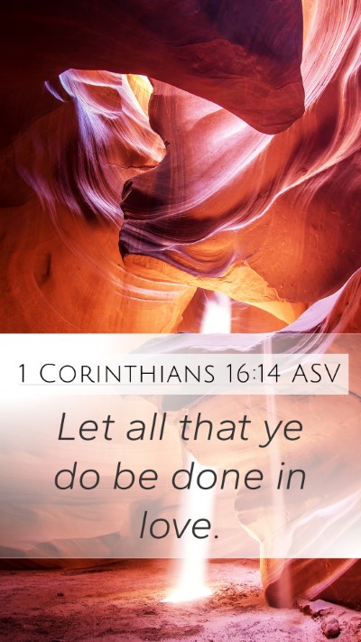 1 Corinthians 16:14 ASV Bible Verse Image