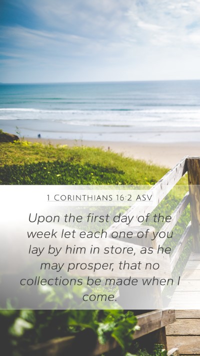 1 Corinthians 16:2 ASV Bible Verse Image