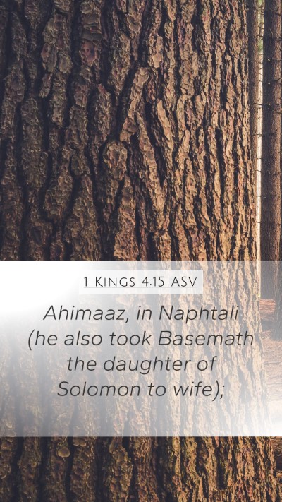 1 Kings 4:15 ASV Mobile Phone Wallpaper - Ahimaaz, in Naphtali (he also took Basemath the - Mobile Bible Verse Wallpaper