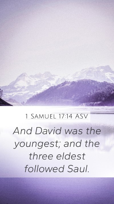 1 Samuel 17:14 ASV Mobile Phone Wallpaper - And David was the youngest; and the three eldest - Mobile Bible Verse Wallpaper