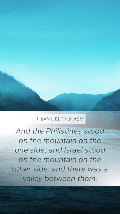 1 Samuel 17:3 ASV Mobile Phone Wallpaper - And the Philistines stood on the mountain on the - Mobile Bible Verse Wallpaper