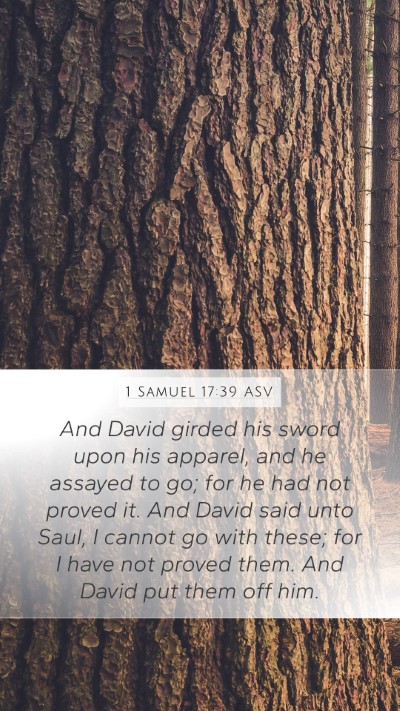 1 Samuel 17:39 ASV Mobile Phone Wallpaper - And David girded his sword upon his apparel, and - Mobile Bible Verse Wallpaper