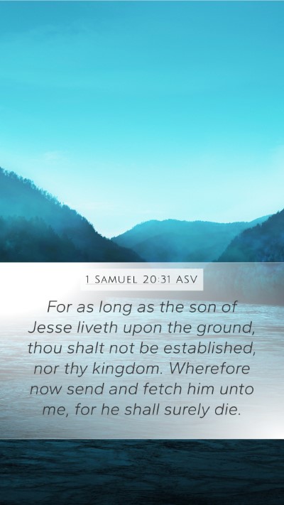 1 Samuel 20:31 ASV Bible Verse Image