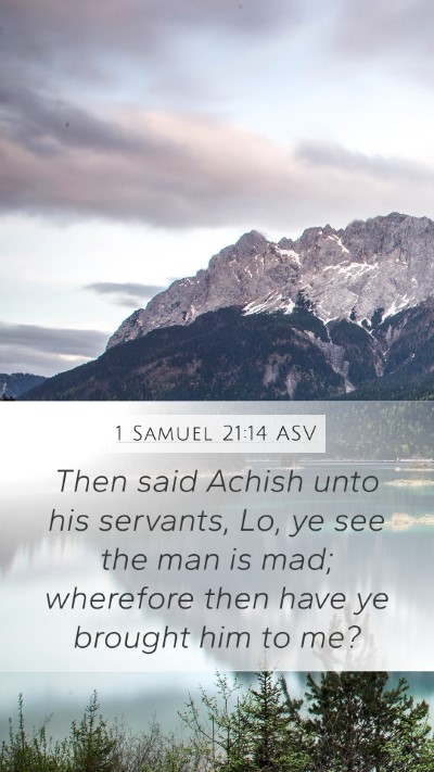 1 Samuel 21:14 ASV Mobile Phone Wallpaper - Then said Achish unto his servants, Lo, ye see - Mobile Bible Verse Wallpaper