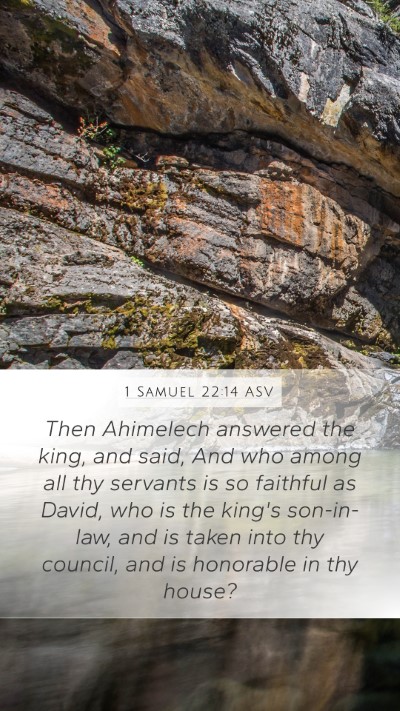 1 Samuel 22:14 ASV Bible Verse Image