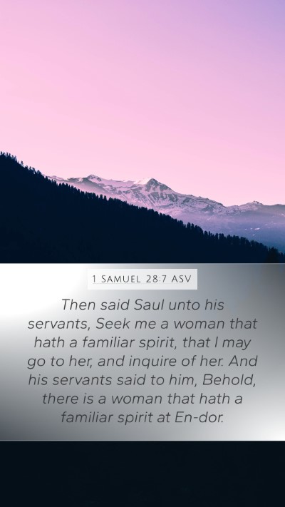 1 Samuel 28:7 ASV Bible Verse Image