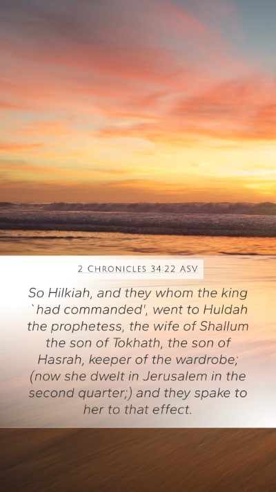 2 Chronicles 34:22 ASV Bible Verse Image