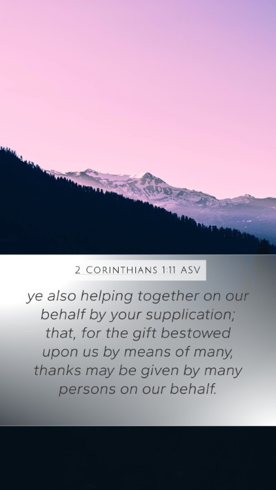 2 Corinthians 1:11 ASV Bible Verse Image