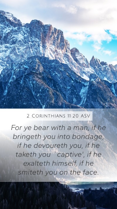 2 Corinthians 11:20 ASV Bible Verse Image