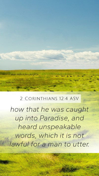 2 Corinthians 12:4 ASV Mobile Phone Wallpaper - how that he was caught up into Paradise, and - Mobile Bible Verse Wallpaper