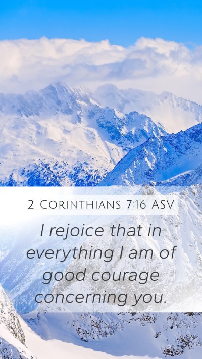 2 Corinthians 7:16 ASV Mobile Phone Wallpaper - I rejoice that in everything I am of good courage - Mobile Bible Verse Wallpaper