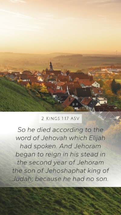 2 Kings 1:17 ASV Bible Verse Image