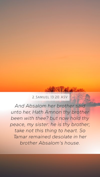 2 Samuel 13:20 ASV Bible Verse Image