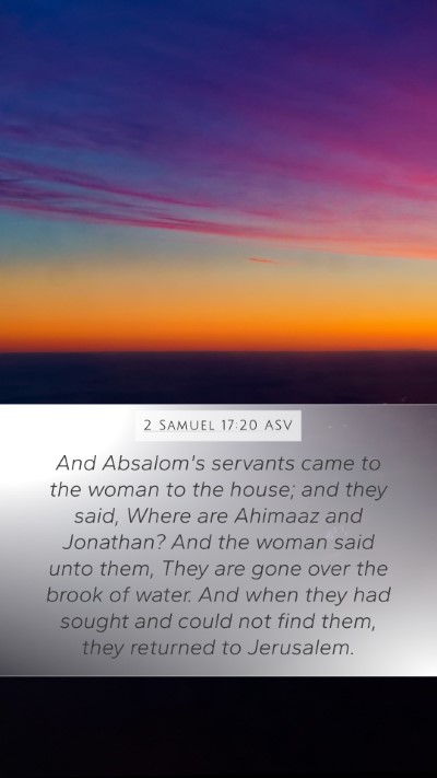 2 Samuel 17:20 ASV Bible Verse Image