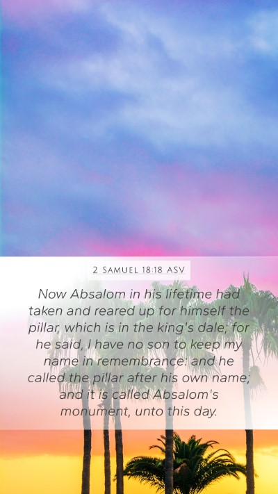 2 Samuel 18:18 ASV Bible Verse Image