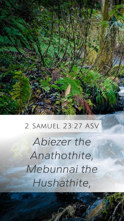2 Samuel 23:27 ASV Mobile Phone Wallpaper - Abiezer the Anathothite, Mebunnai the - Mobile Bible Verse Wallpaper