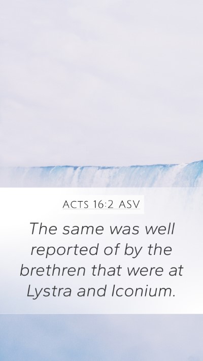 Acts 16:2 ASV Mobile Phone Wallpaper - The same was well reported of by the brethren - Mobile Bible Verse Wallpaper