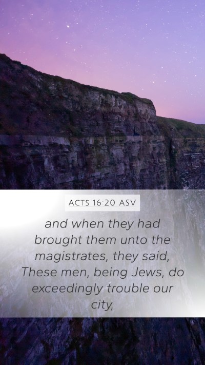 Acts 16:20 ASV Bible Verse Image