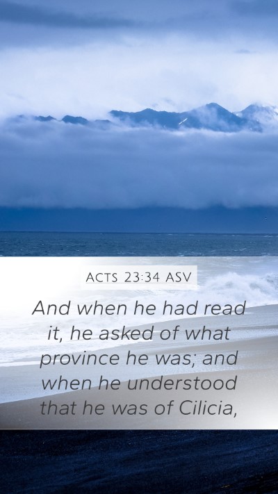 Acts 23:34 ASV Bible Verse Image