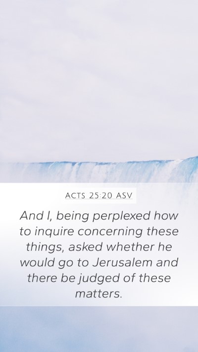 Acts 25:20 ASV Bible Verse Image