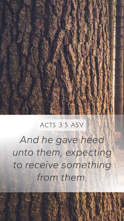 Acts 3:5 ASV Mobile Phone Wallpaper - And he gave heed unto them, expecting to receive - Mobile Bible Verse Wallpaper