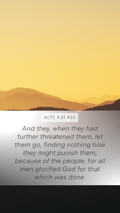 Acts 4:21 ASV Bible Verse Image