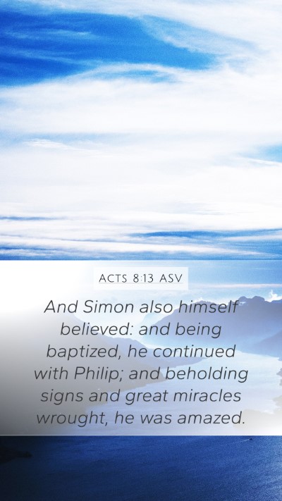 Acts 8:13 ASV Bible Verse Image