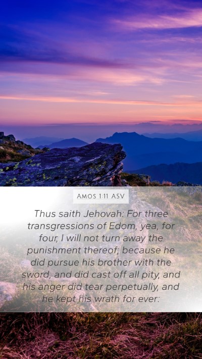 Amos 1:11 ASV Bible Verse Image