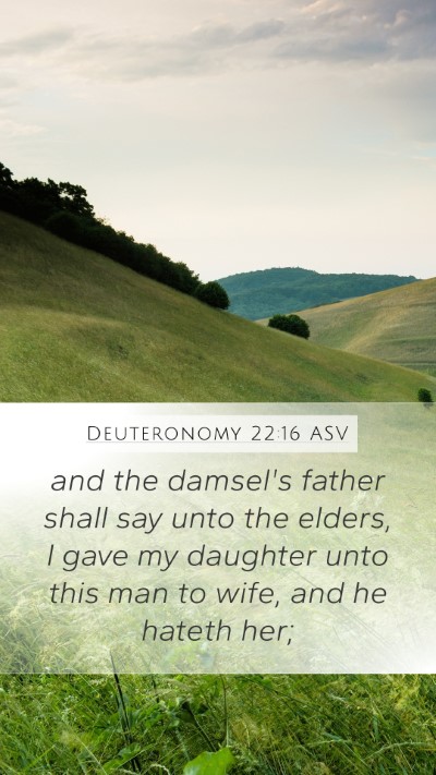 Deuteronomy 22:16 ASV Mobile Phone Wallpaper - and the damsel's father shall say unto the - Mobile Bible Verse Wallpaper