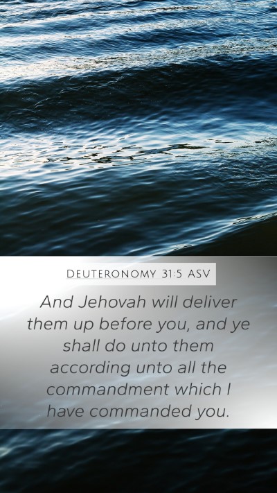 Deuteronomy 31:5 ASV Mobile Phone Wallpaper - And Jehovah will deliver them up before you, and - Mobile Bible Verse Wallpaper