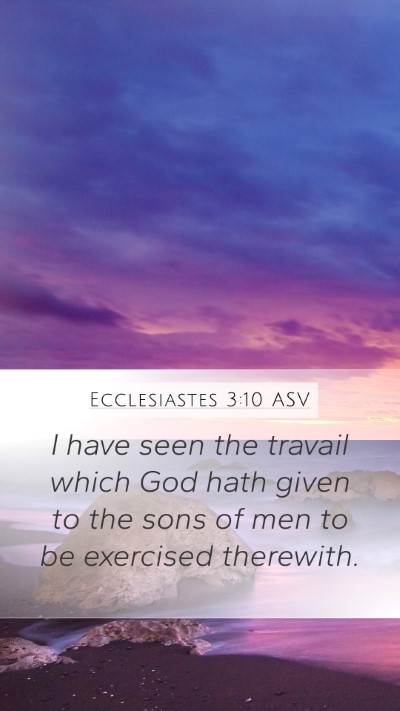 Ecclesiastes 3:10 ASV Mobile Phone Wallpaper - I have seen the travail which God hath given to - Mobile Bible Verse Wallpaper