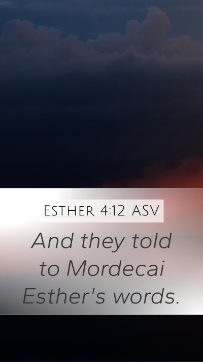 Esther 4:12 ASV Mobile Phone Wallpaper - And they told to Mordecai Esther's - Mobile Bible Verse Wallpaper