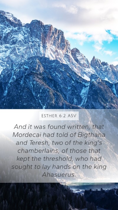 Esther 6:2 ASV Bible Verse Image