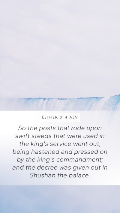 Esther 8:14 ASV Bible Verse Image