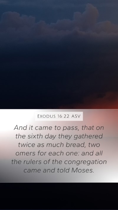 Exodus 16:22 ASV Mobile Phone Wallpaper - And it came to pass, that on the sixth day they - Mobile Bible Verse Wallpaper