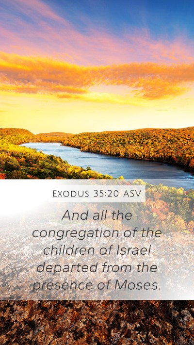 Exodus 35:20 ASV Mobile Phone Wallpaper - And all the congregation of the children of - Mobile Bible Verse Wallpaper
