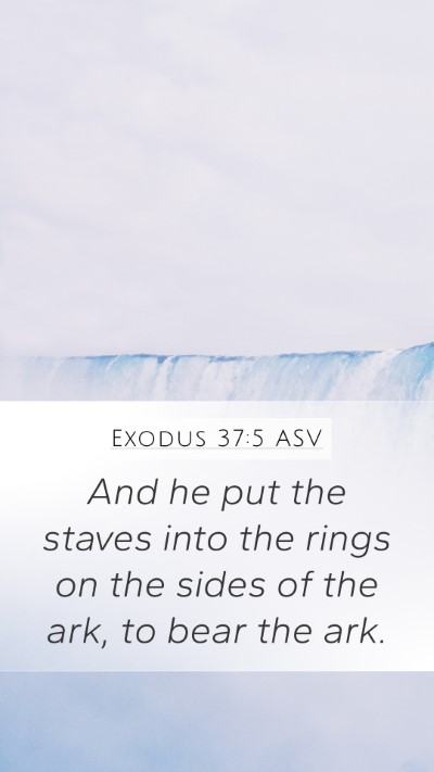 Exodus 37:5 ASV Mobile Phone Wallpaper - And he put the staves into the rings on the sides - Mobile Bible Verse Wallpaper