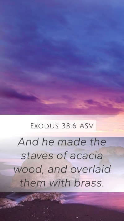 Exodus 38:6 ASV Mobile Phone Wallpaper - And he made the staves of acacia wood, and - Mobile Bible Verse Wallpaper