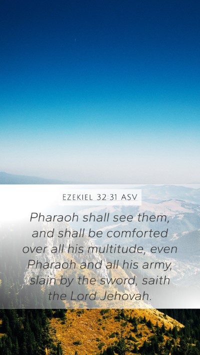 Ezekiel 32:31 ASV Mobile Phone Wallpaper - Pharaoh shall see them, and shall be comforted - Mobile Bible Verse Wallpaper