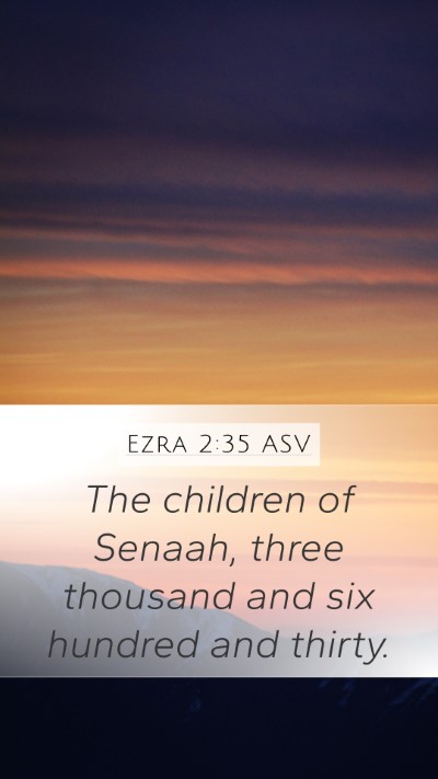 Ezra 2:35 ASV Mobile Phone Wallpaper - The children of Senaah, three thousand and six - Mobile Bible Verse Wallpaper