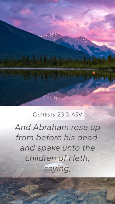 Genesis 23:3 ASV Mobile Phone Wallpaper - And Abraham rose up from before his dead, and - Mobile Bible Verse Wallpaper